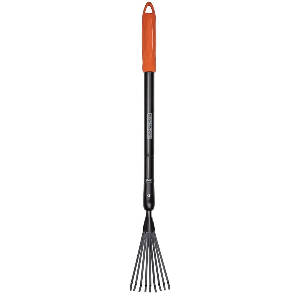 Black   Decker Adjustable Leaf Rake | 77-110cm