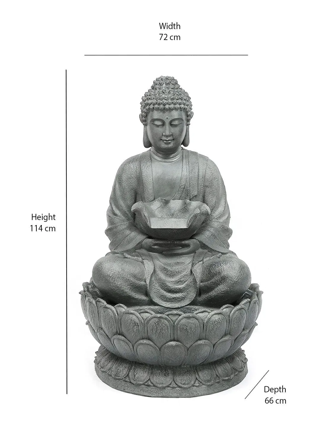 Buddha Tabletop Waterfall Fountain Fengshui Meditation Relaxing Indoor Decoration, Waterfall Pump with Water Flow for Home, Office, Bedroom Decoration(4 feet) Biege