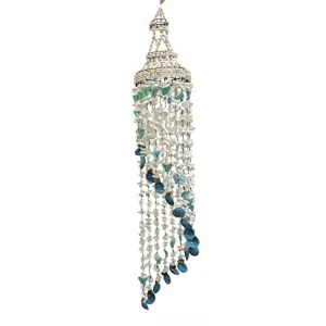 Butterfly Stairway Shell Wind Chime 35 Inches Turquoise