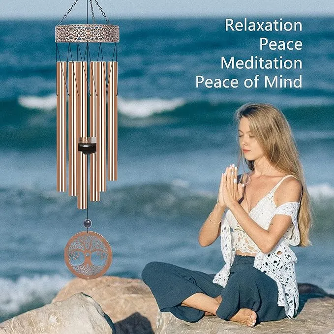 BVGY Wind Chimes For Outdoor Large Decor Deep Tone,38.2" Memorial Wind Chimes Large With 6 Heavy Tubes,Birthday Gift For You Friends,Mom,Grandma(38.2" Gold,Aluminum）
