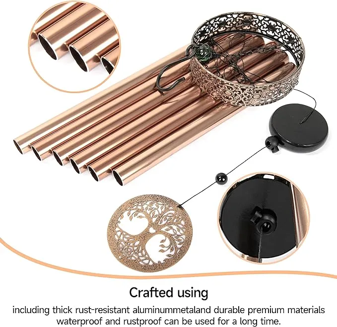 BVGY Wind Chimes For Outdoor Large Decor Deep Tone,38.2" Memorial Wind Chimes Large With 6 Heavy Tubes,Birthday Gift For You Friends,Mom,Grandma(38.2" Gold,Aluminum）