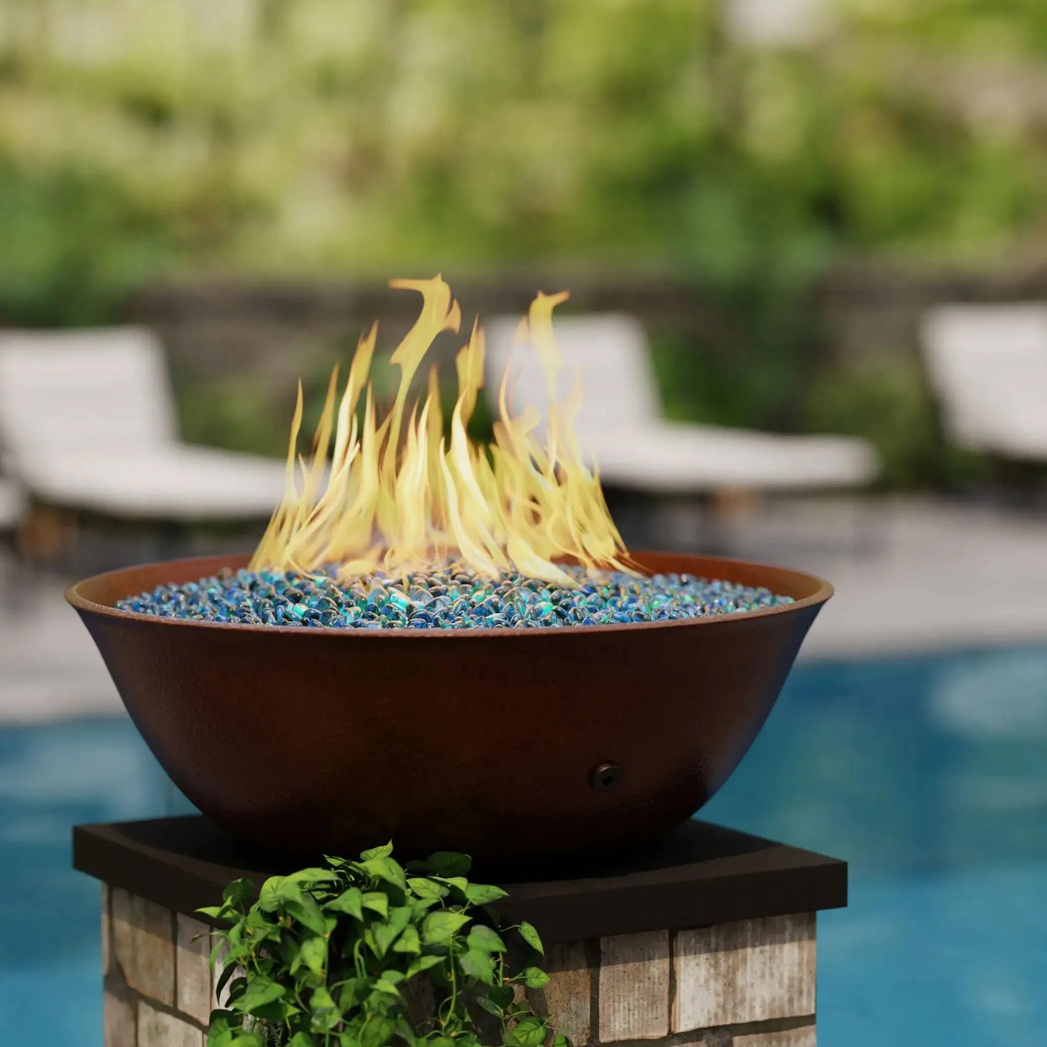 Campana Moreno 31" W x 11" H Copper Match Lit Propane Fire Bowl - MORENO-CAMPANA-3111-ML-LP by Starfire Designs