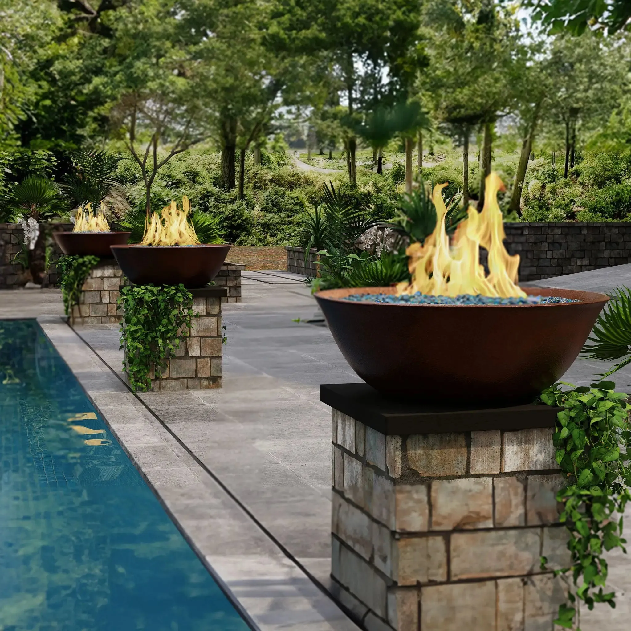 Campana Moreno 31" W x 11" H Copper Match Lit Propane Fire Bowl - MORENO-CAMPANA-3111-ML-LP by Starfire Designs