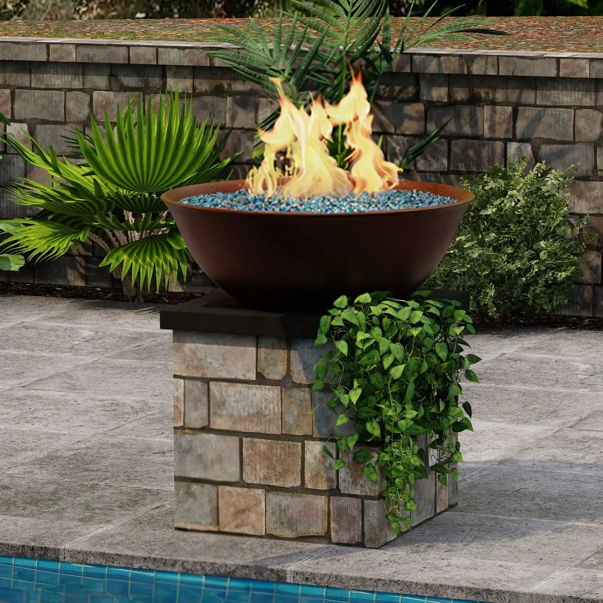 Campana Moreno 31" W x 11" H Copper Match Lit Propane Fire Bowl - MORENO-CAMPANA-3111-ML-LP by Starfire Designs