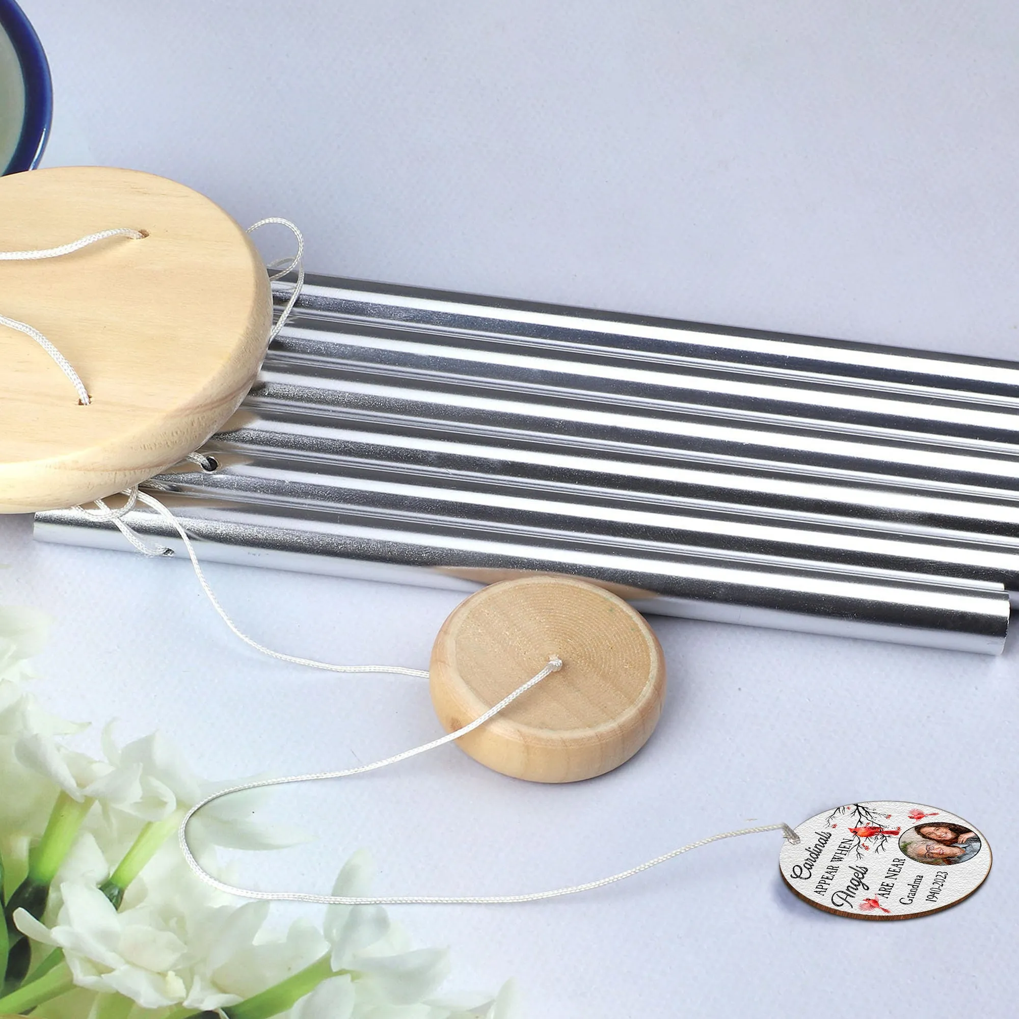 Cardinals Appear When Angels Are Near - Personalized Photo Wind Chimes
