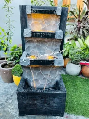 Classy Home Creation Indoor Outdoor Water Fountain, Fiber Step Water Fountain 3.5 feet for Home, Office, Living Room, Garden Decor| Water Fountain Big Size for Home | Water Fountain for Home