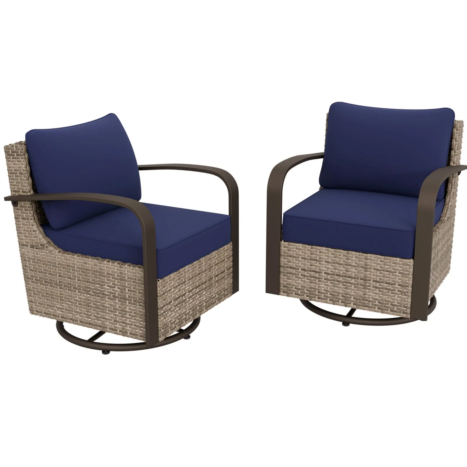 Coastal Vista Outdoor Swivel Wicker Rocker Chairs, Contains 2 Chairs