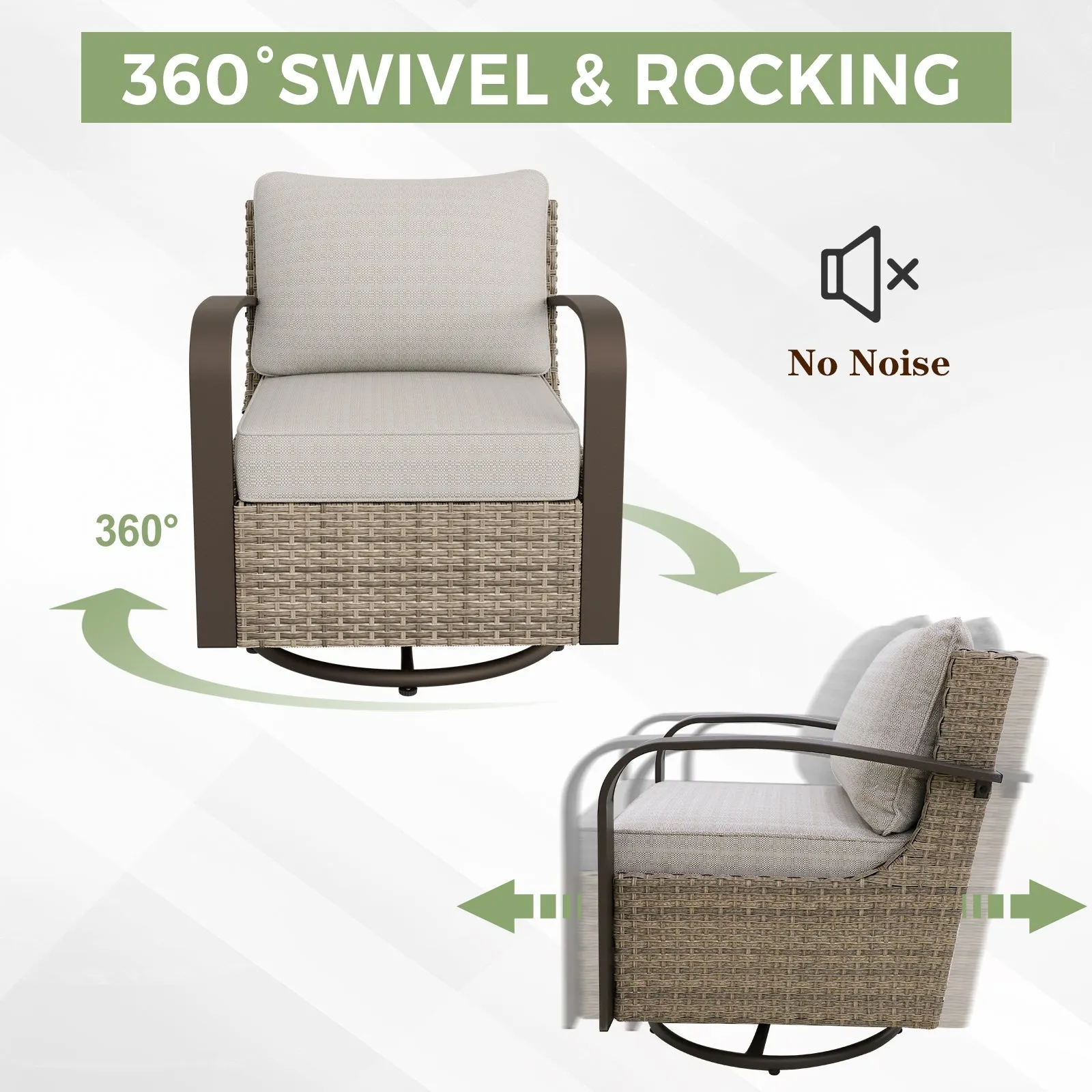 Coastal Vista Outdoor Swivel Wicker Rocker Chairs, Contains 2 Chairs