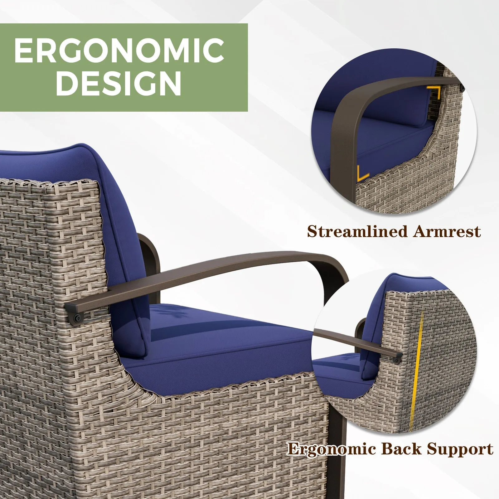 Coastal Vista Outdoor Swivel Wicker Rocker Chairs, Contains 2 Chairs