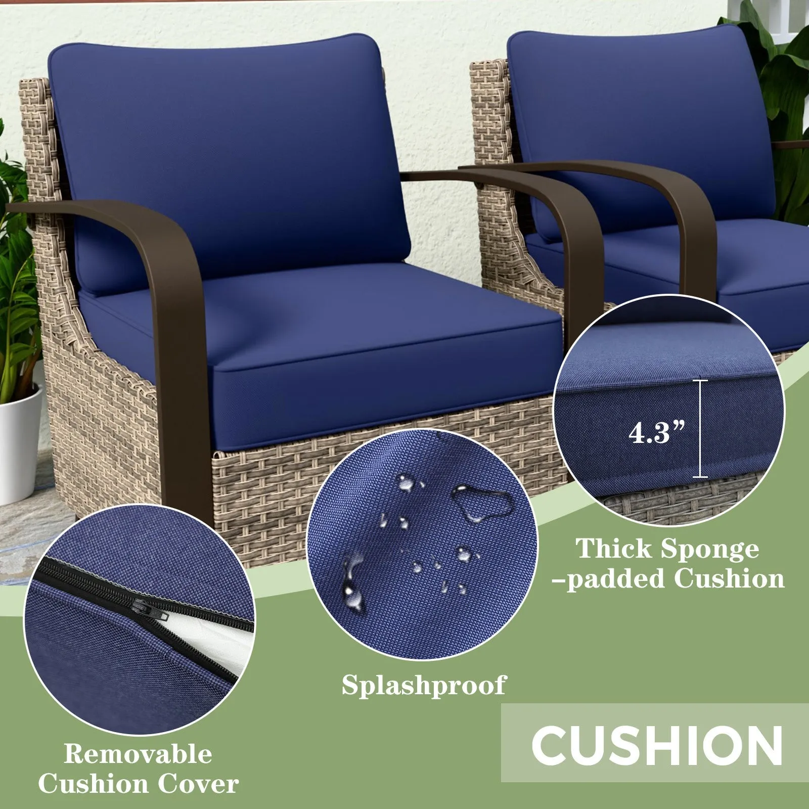 Coastal Vista Outdoor Swivel Wicker Rocker Chairs, Contains 2 Chairs