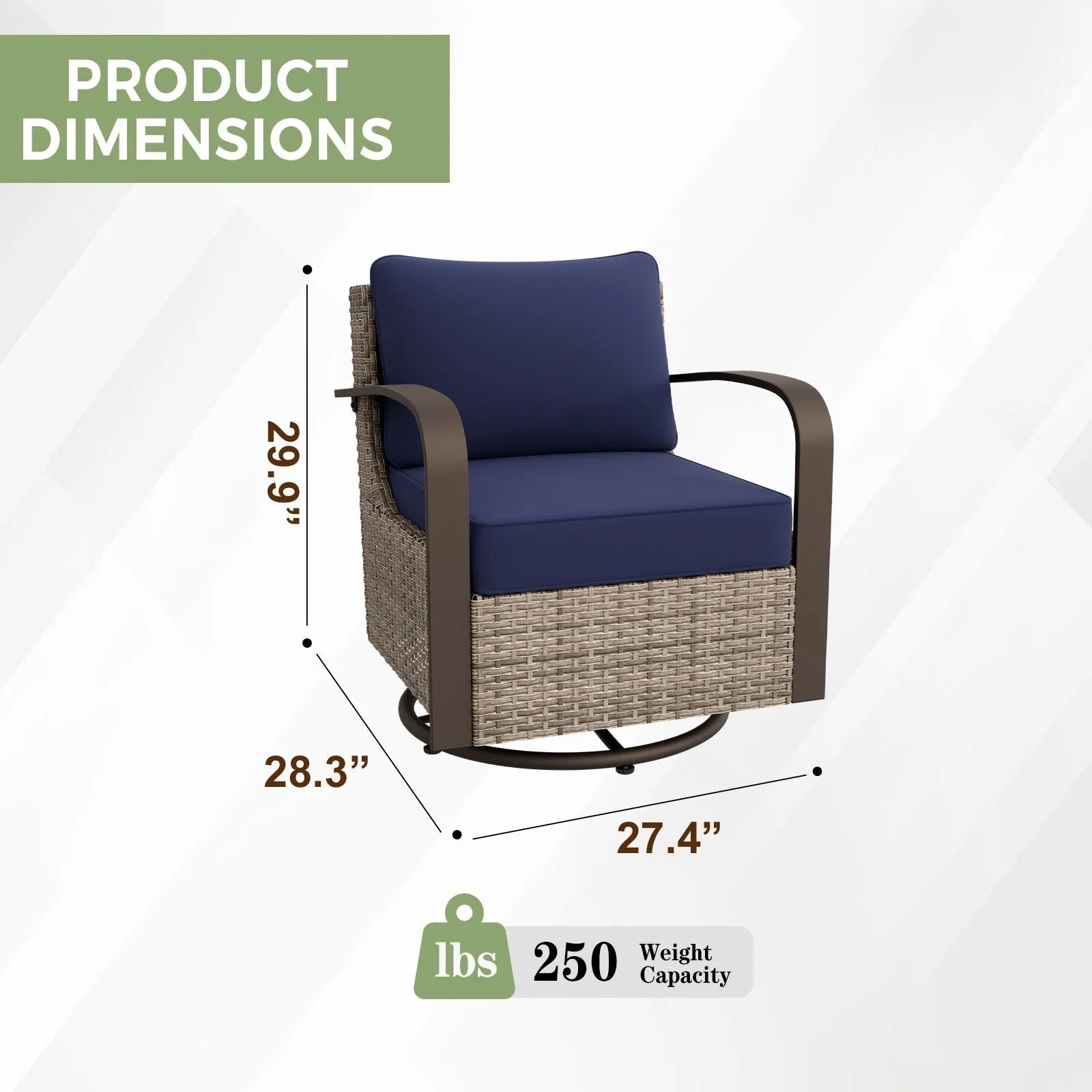 Coastal Vista Outdoor Swivel Wicker Rocker Chairs, Contains 2 Chairs