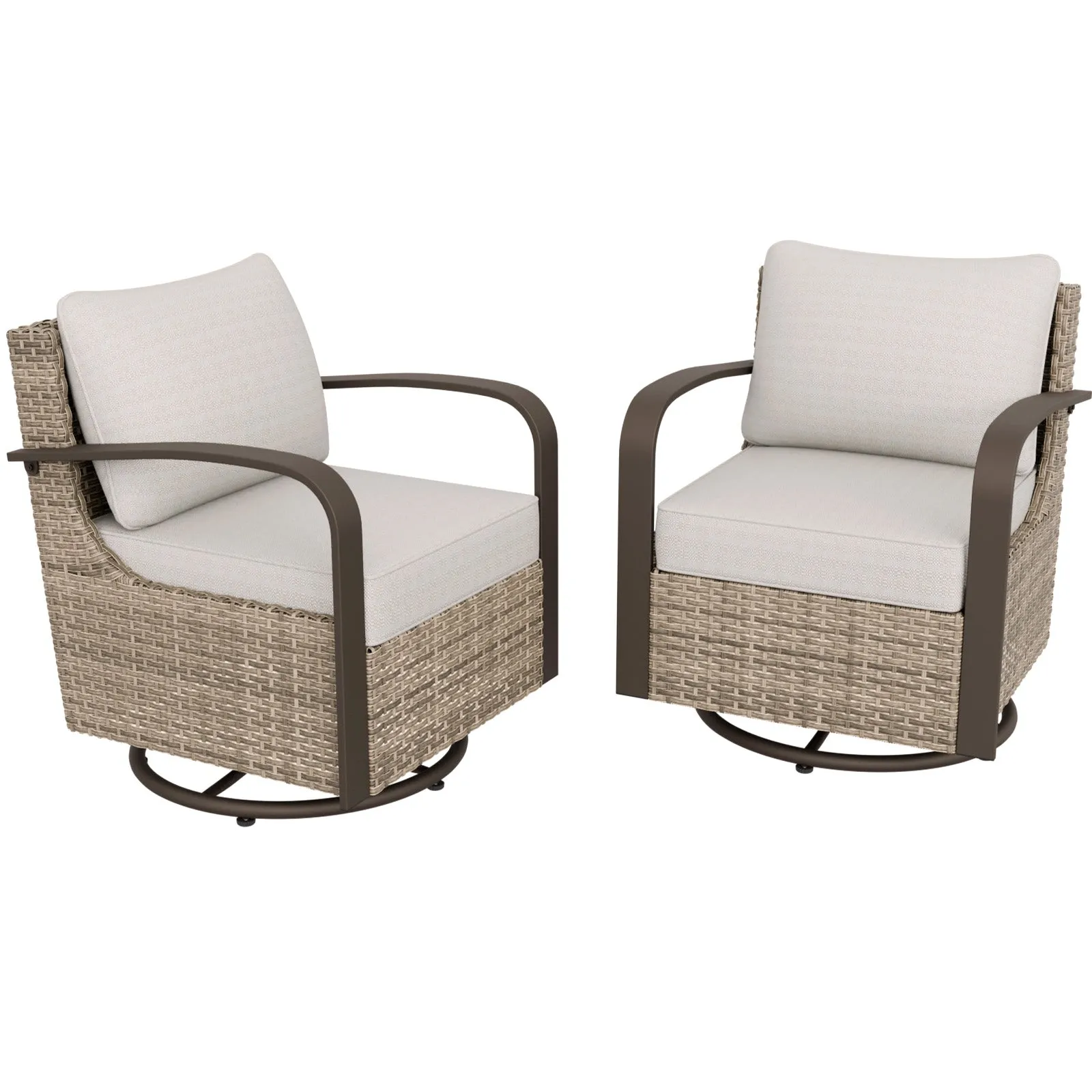 Coastal Vista Outdoor Swivel Wicker Rocker Chairs, Contains 2 Chairs