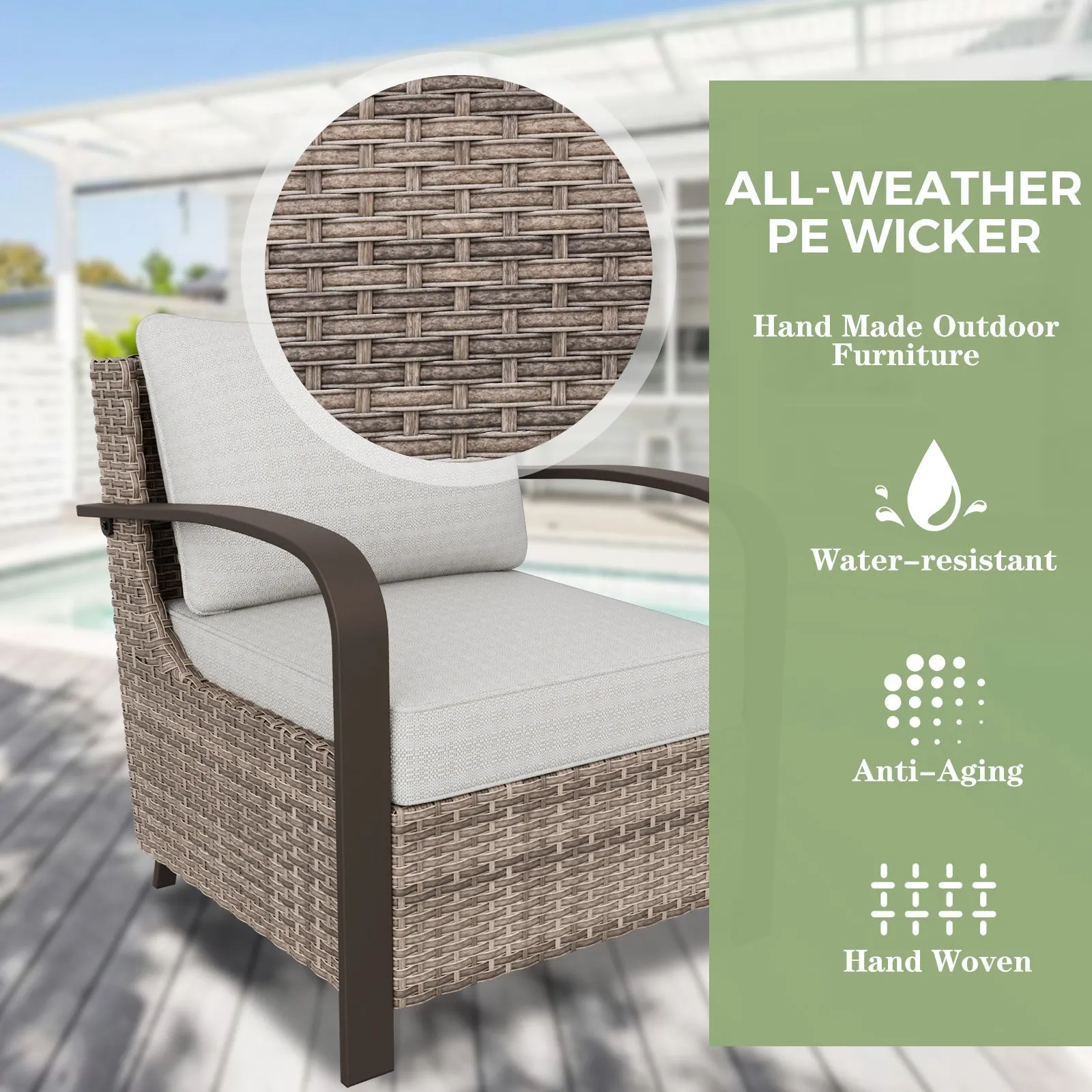 Coastal Vista Outdoor Swivel Wicker Rocker Chairs, Contains 2 Chairs