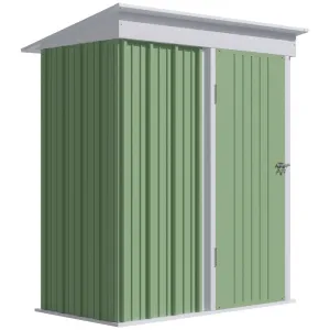 Compact Outsunny Steel Garden Shed, 5x3 ft Green, Lockable Door