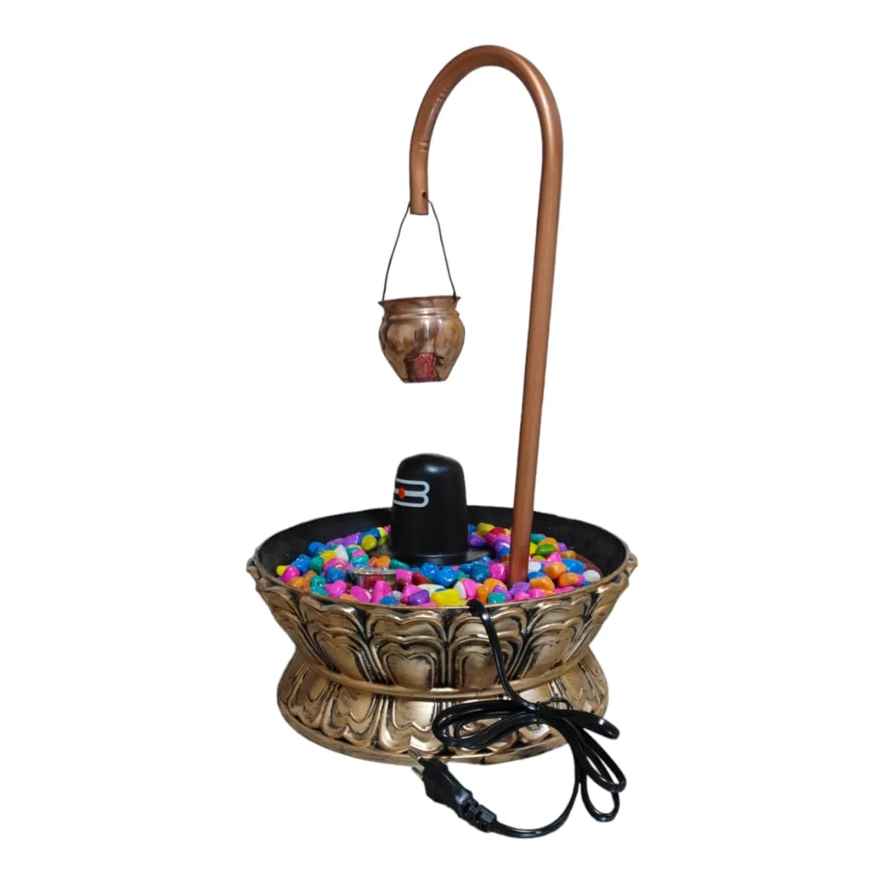 Decrosh Metal shivling Water Fountain Tabletop Waterfall Fountain Multicolor Copper Finish