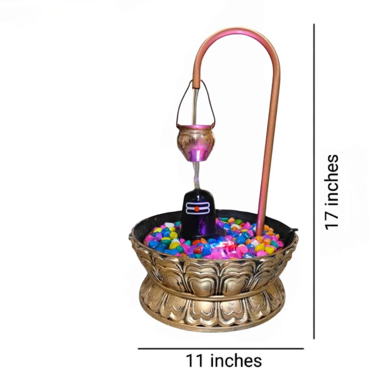 Decrosh Metal shivling Water Fountain Tabletop Waterfall Fountain Multicolor Copper Finish