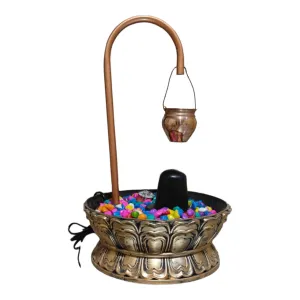 Decrosh Metal shivling Water Fountain Tabletop Waterfall Fountain Multicolor Copper Finish