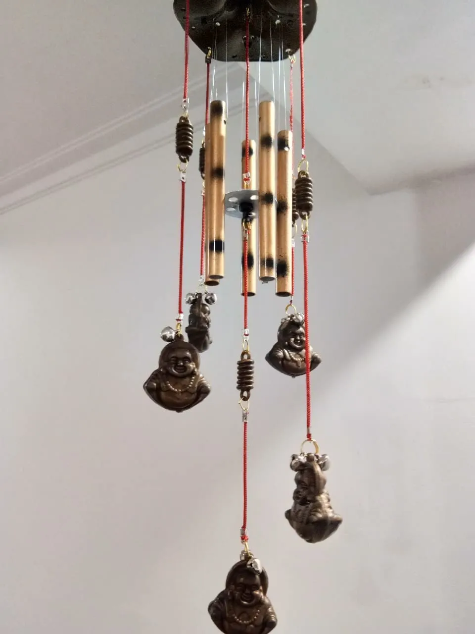 DN Enterprises Handcrafted Wind Chime for Wall Hanging Home Decoration (45 cm) | 5 Bell 5 Buddha Wind Chimes for Home Decor or Positive Vibration