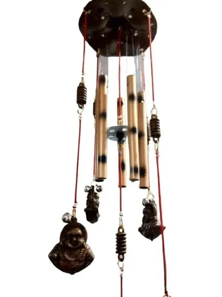 DN Enterprises Handcrafted Wind Chime for Wall Hanging Home Decoration (45 cm) | 5 Bell 5 Buddha Wind Chimes for Home Decor or Positive Vibration