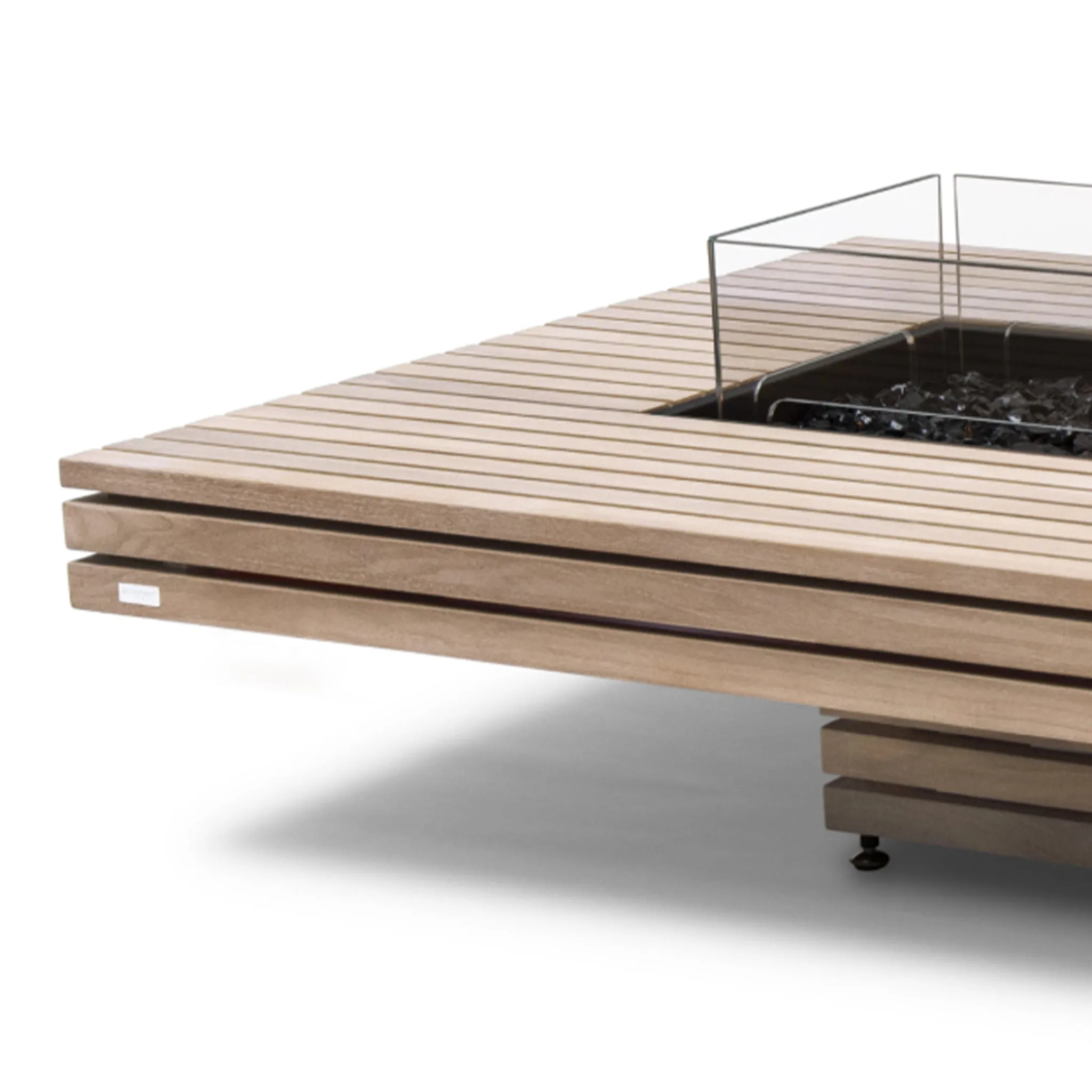 EcoSmart Fire Gin 90 Teak Low Height Fire Table