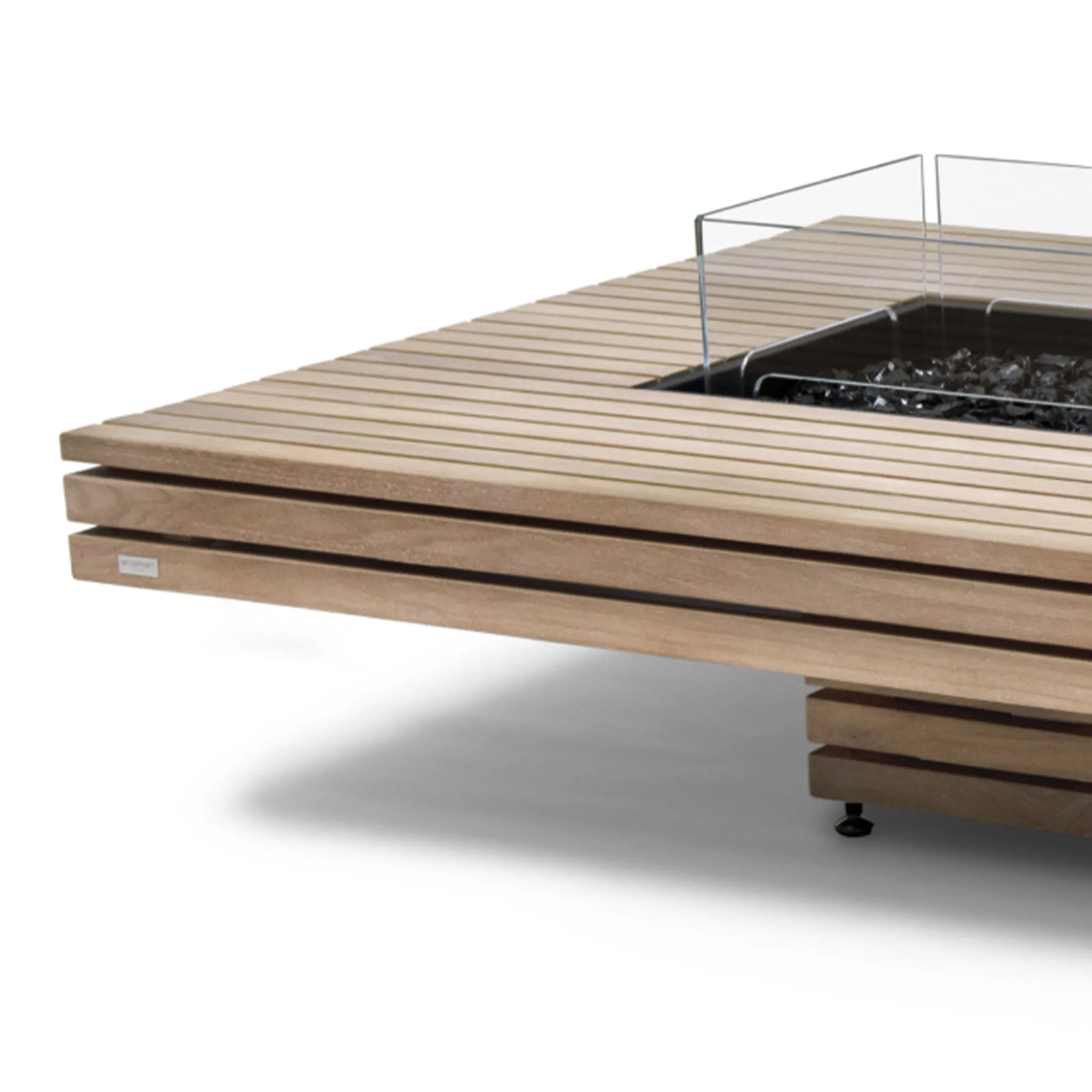 EcoSmart Fire Gin 90 Teak Low Height Fire Table