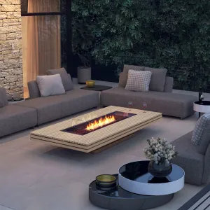 EcoSmart Fire Gin 90 Teak Low Height Fire Table