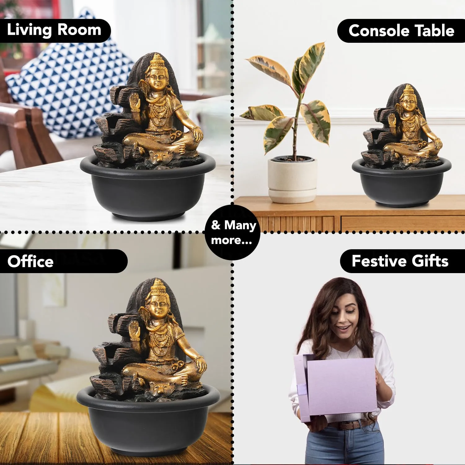 Ekhasa Shiva Water Fountains for Home Decor | Cascade Waterfall Fountain Indoor for Living Room, Balcony & Garden Outdoor | Small Mini Fountain Water Falls Showpiece Table Top Home Decoration Items
