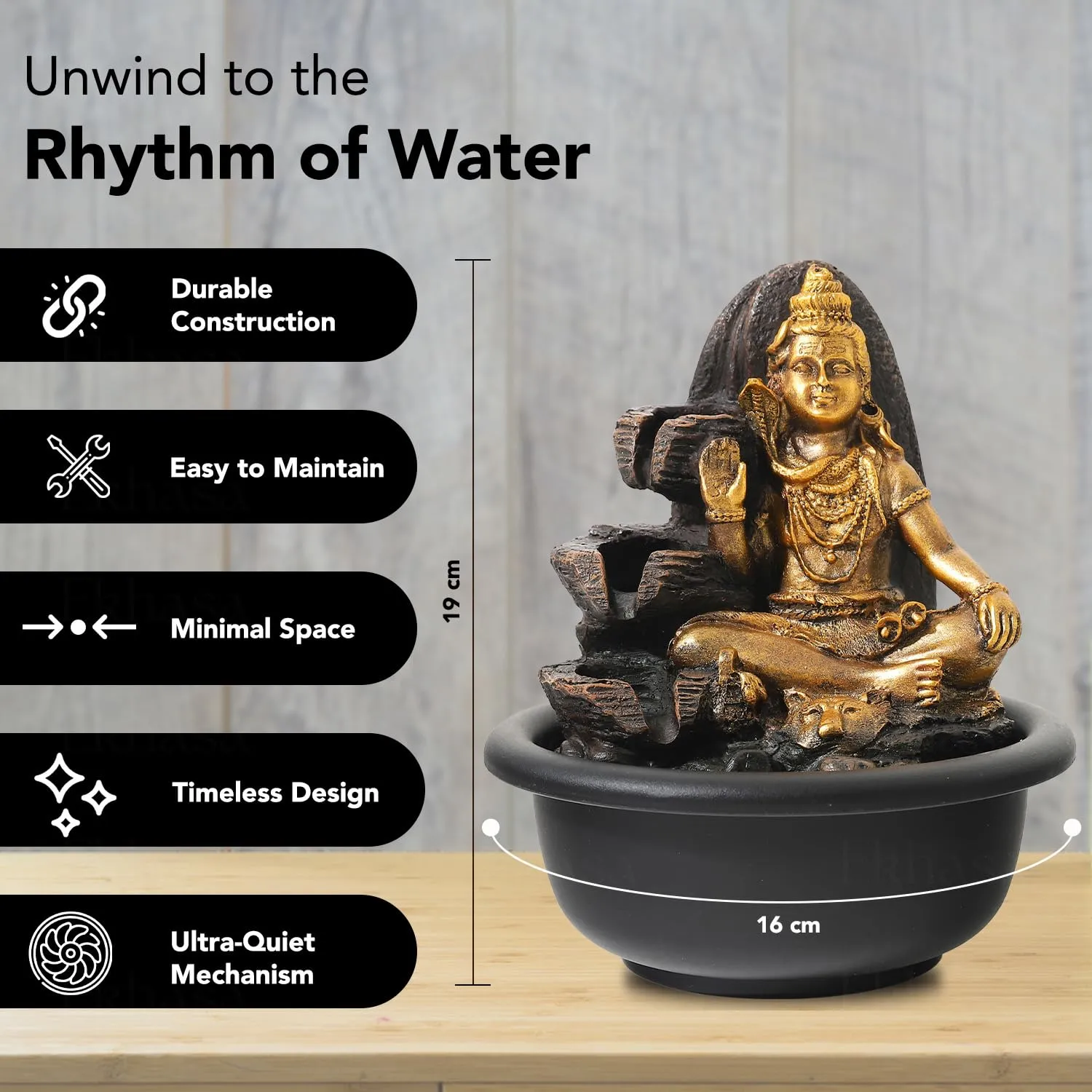 Ekhasa Shiva Water Fountains for Home Decor | Cascade Waterfall Fountain Indoor for Living Room, Balcony & Garden Outdoor | Small Mini Fountain Water Falls Showpiece Table Top Home Decoration Items