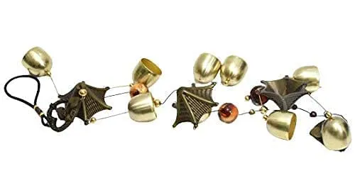 Eversky01 Handicraft Metallic 3 Steps Wind Chime | Home Garden Decoration Gift Item | 30 inch with 9 Brass Bells