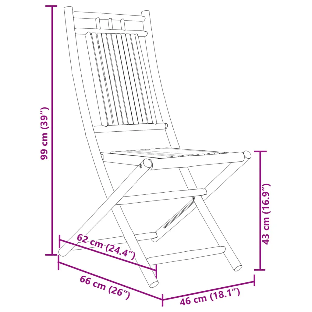 Folding Patio Chairs 2 pcs 18.1"x26"x39" Bamboo