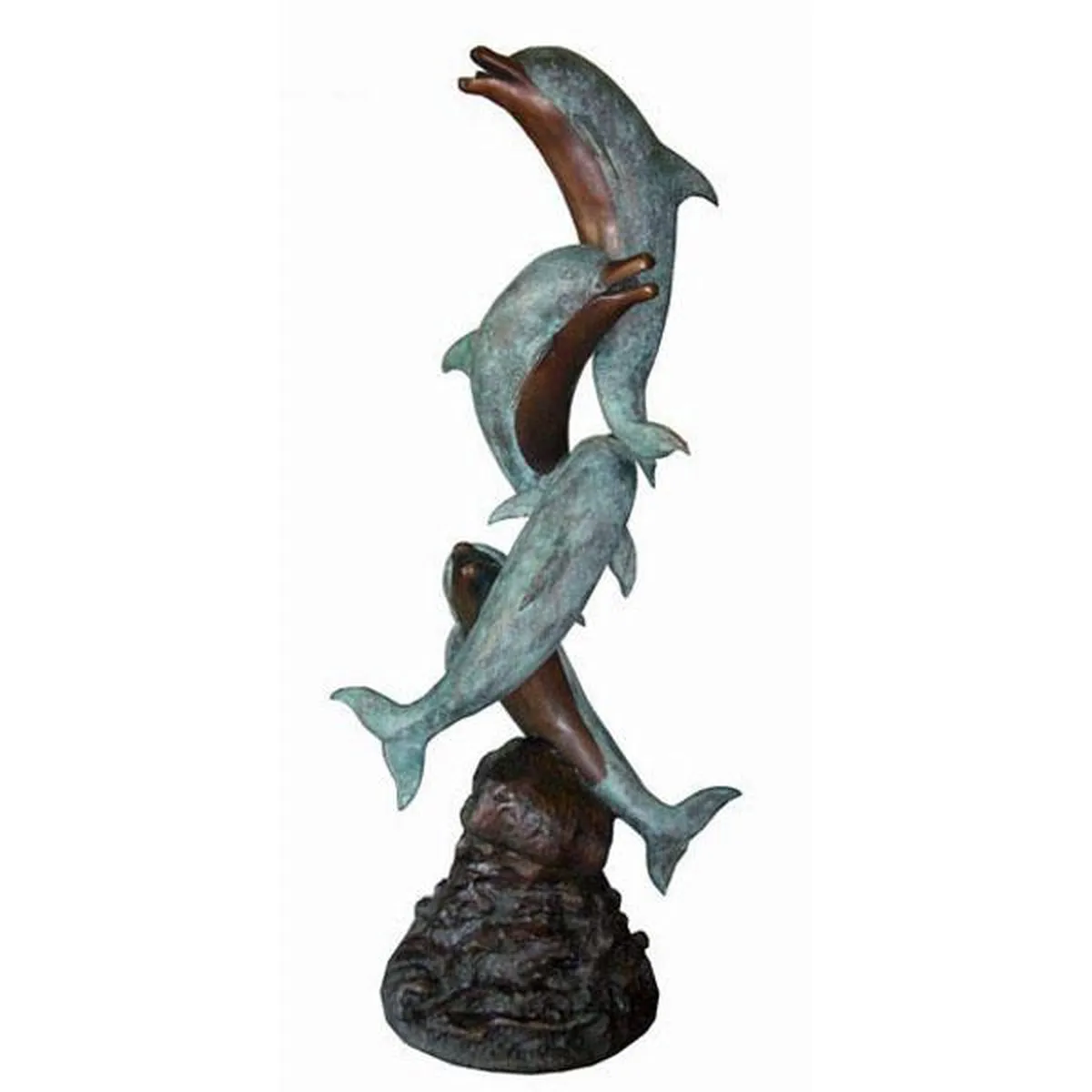 Four Dolphins Swimming Up