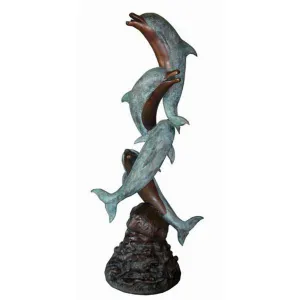 Four Dolphins Swimming Up