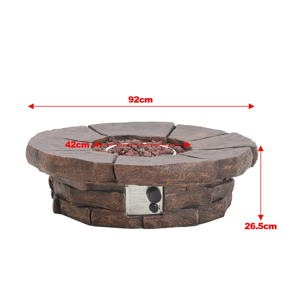 Garden Brown Gas Fire Pit Outdoor Propane Brazier Table with Lava Rocks