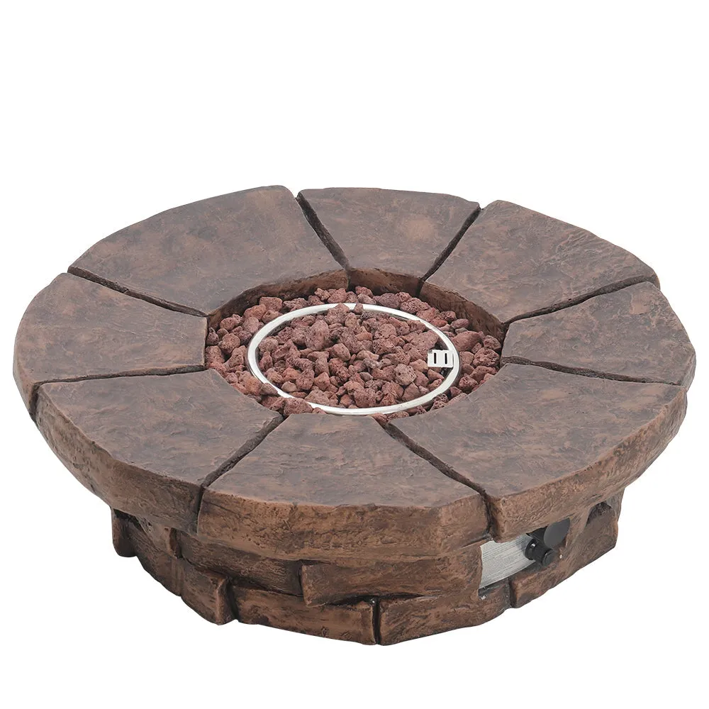 Garden Brown Gas Fire Pit Outdoor Propane Brazier Table with Lava Rocks