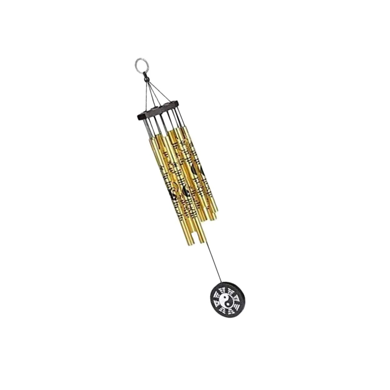 GJ Grand Jhaiji Yin Yang Hanging Wind Chime for Home, Balcony and Bedroom - Golden (5 Pipes)