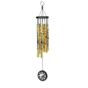 GJ Grand Jhaiji Yin Yang Hanging Wind Chime for Home, Balcony and Bedroom - Golden (5 Pipes)
