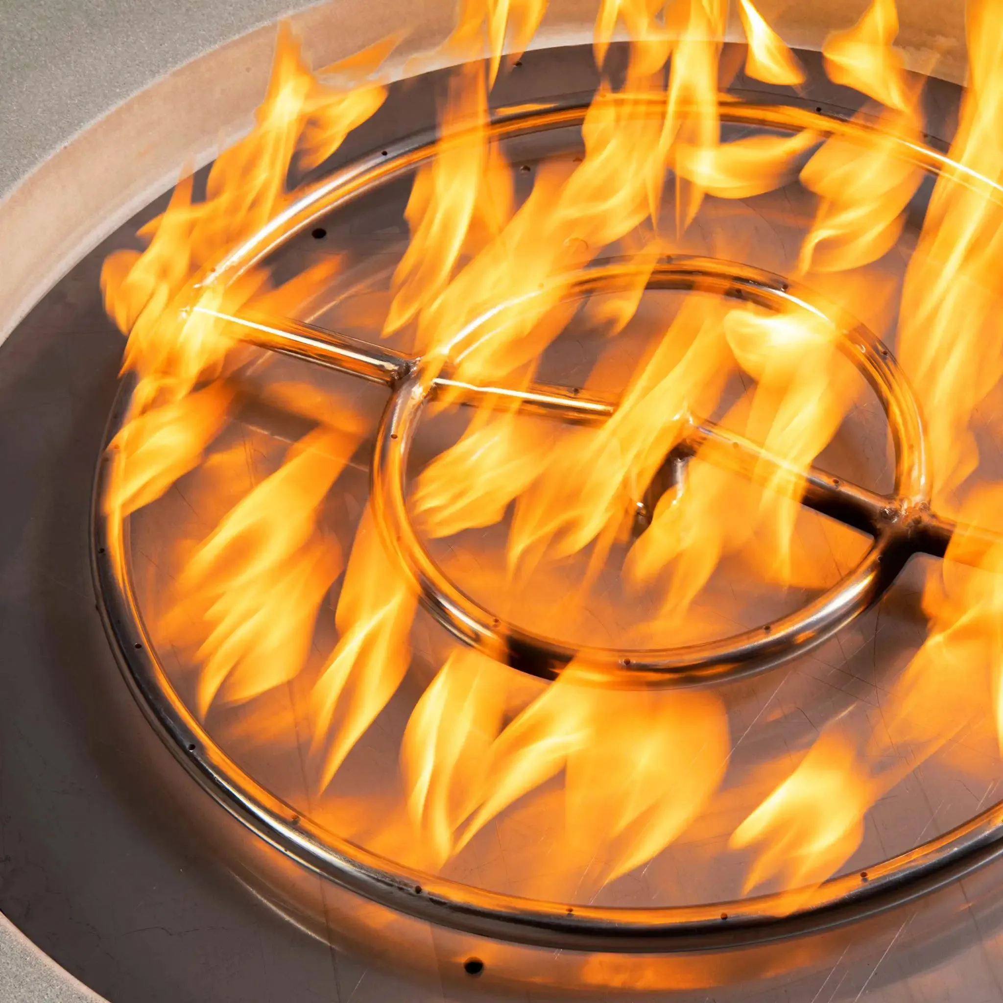 Gravity 36" W Beige Round Concrete CSA Electronic Ignition High/Low Propane Gas Fire Pit - SD-FP-GRAV-3616-BEIG-ELECCSAHL-LP by Starfire Designs