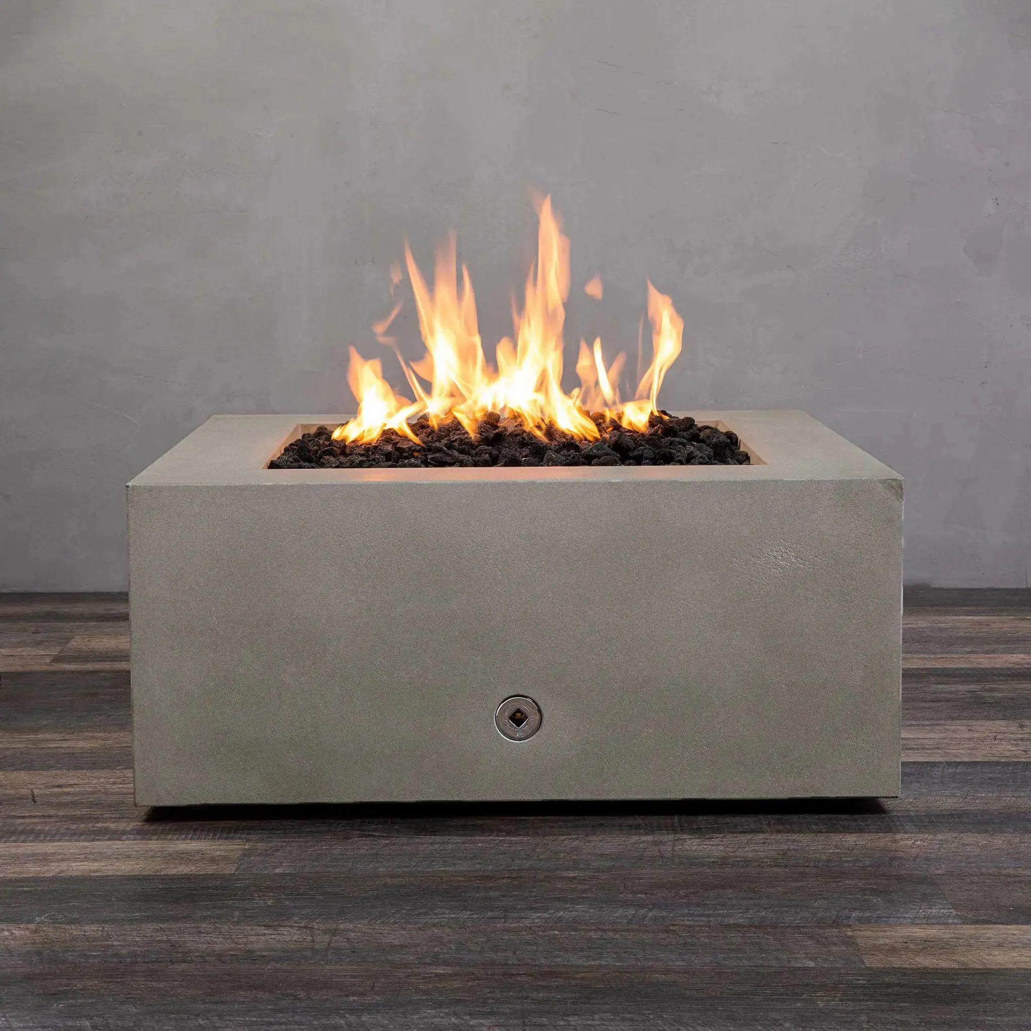 Gravity 36" W Beige Square Concrete PowerGlow Electronic Ignition Natural Gas Fire Pit - SD-FP-GRAV-363616-BEIG-POWERGLOW-NG by Starfire Designs