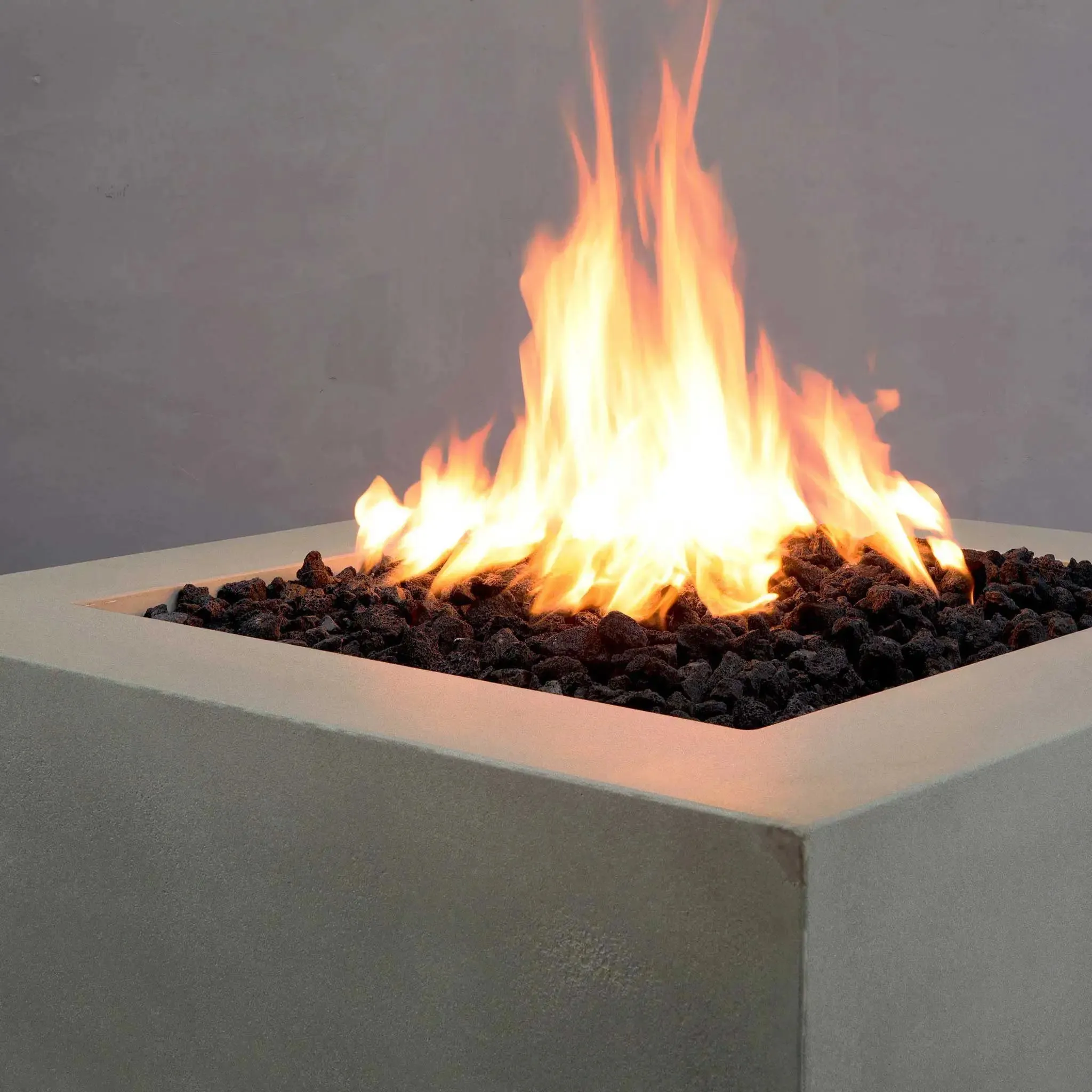 Gravity 36" W Beige Square Concrete PowerGlow Electronic Ignition Natural Gas Fire Pit - SD-FP-GRAV-363616-BEIG-POWERGLOW-NG by Starfire Designs
