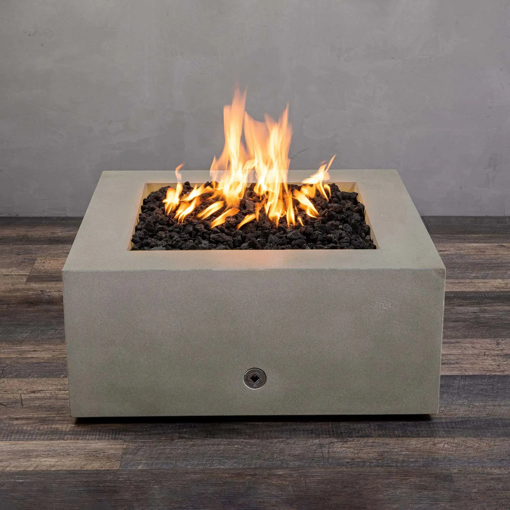 Gravity 36" W Beige Square Concrete PowerGlow Electronic Ignition Natural Gas Fire Pit - SD-FP-GRAV-363616-BEIG-POWERGLOW-NG by Starfire Designs