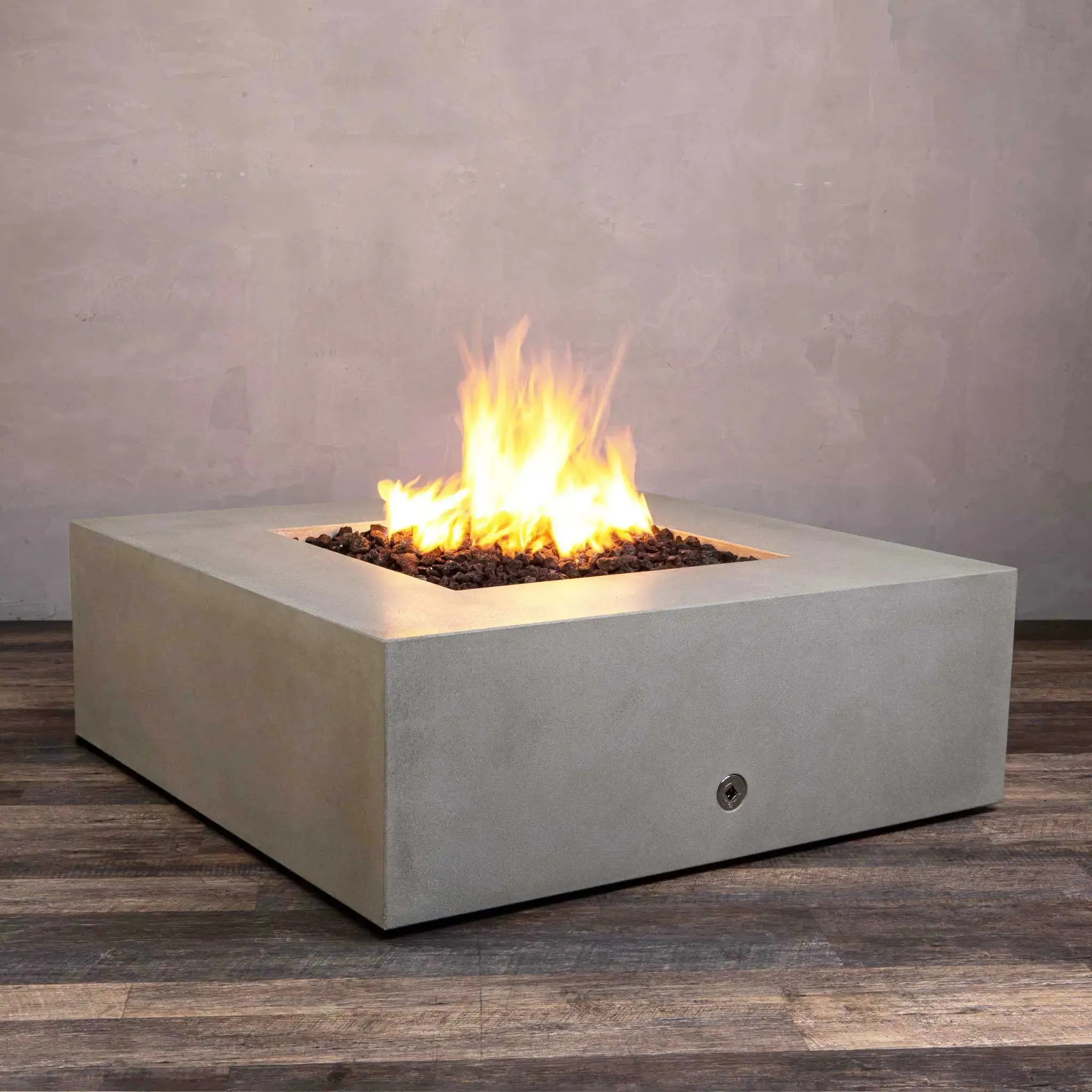 Gravity 45" W Beige Square Concrete CSA Electronic Ignition High/Low Natural Gas Fire Pit - SD-FP-GRAV-454516-BEIG-ELECCSAHL-NG by Starfire Designs
