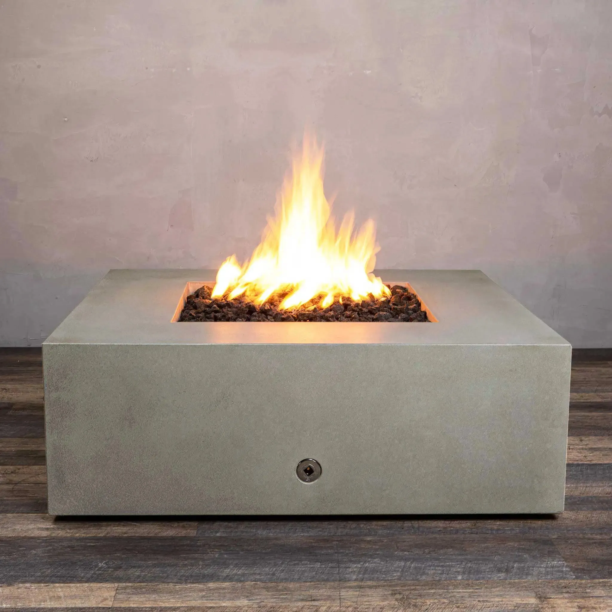 Gravity 45" W Beige Square Concrete CSA Electronic Ignition High/Low Natural Gas Fire Pit - SD-FP-GRAV-454516-BEIG-ELECCSAHL-NG by Starfire Designs