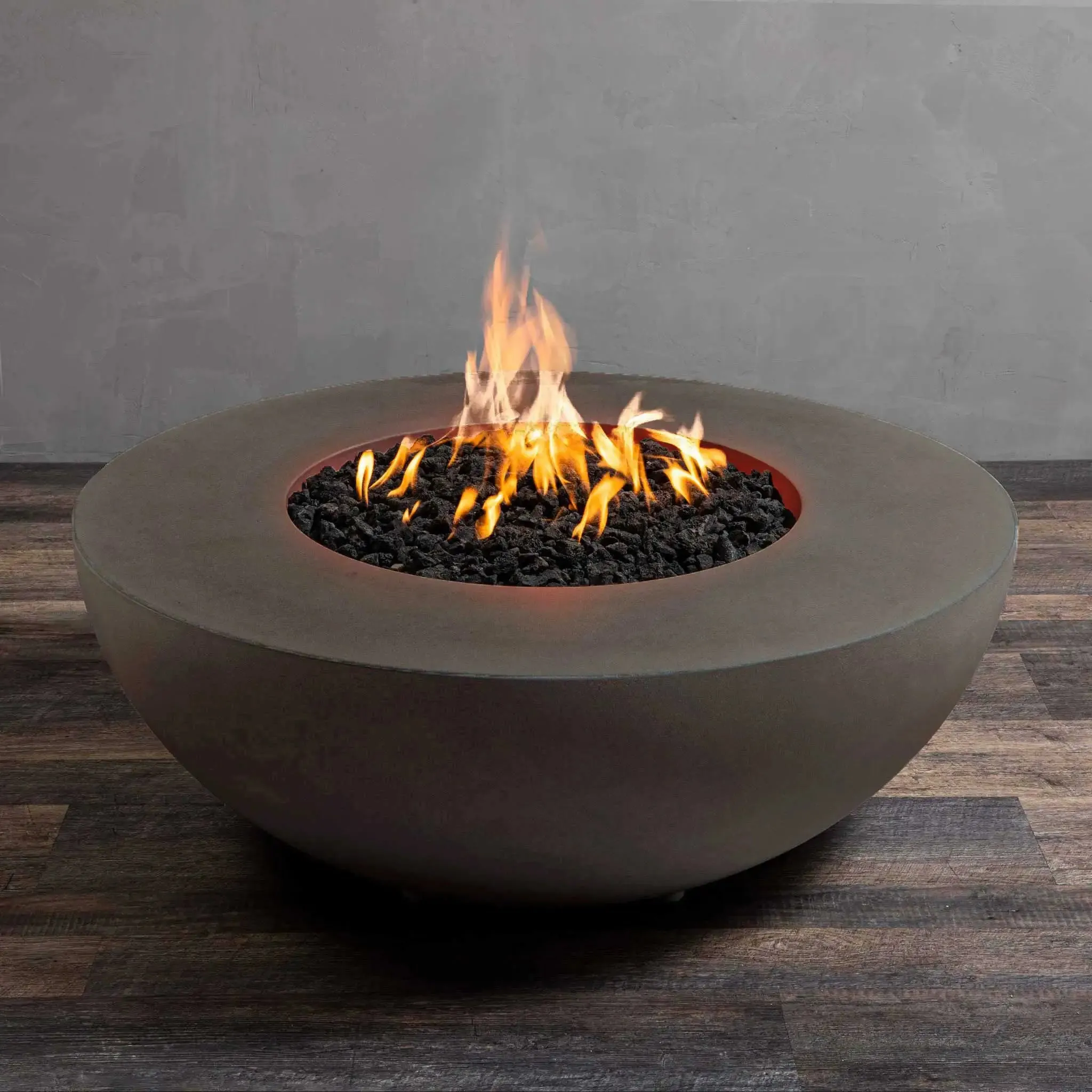 Gravity 45" W Brown Round Concrete CSA Electronic Ignition On/Off Natural Gas Fire Pit - SD-FP-GRAV-4516-BRN-ELECCSAOO-NG by Starfire Designs