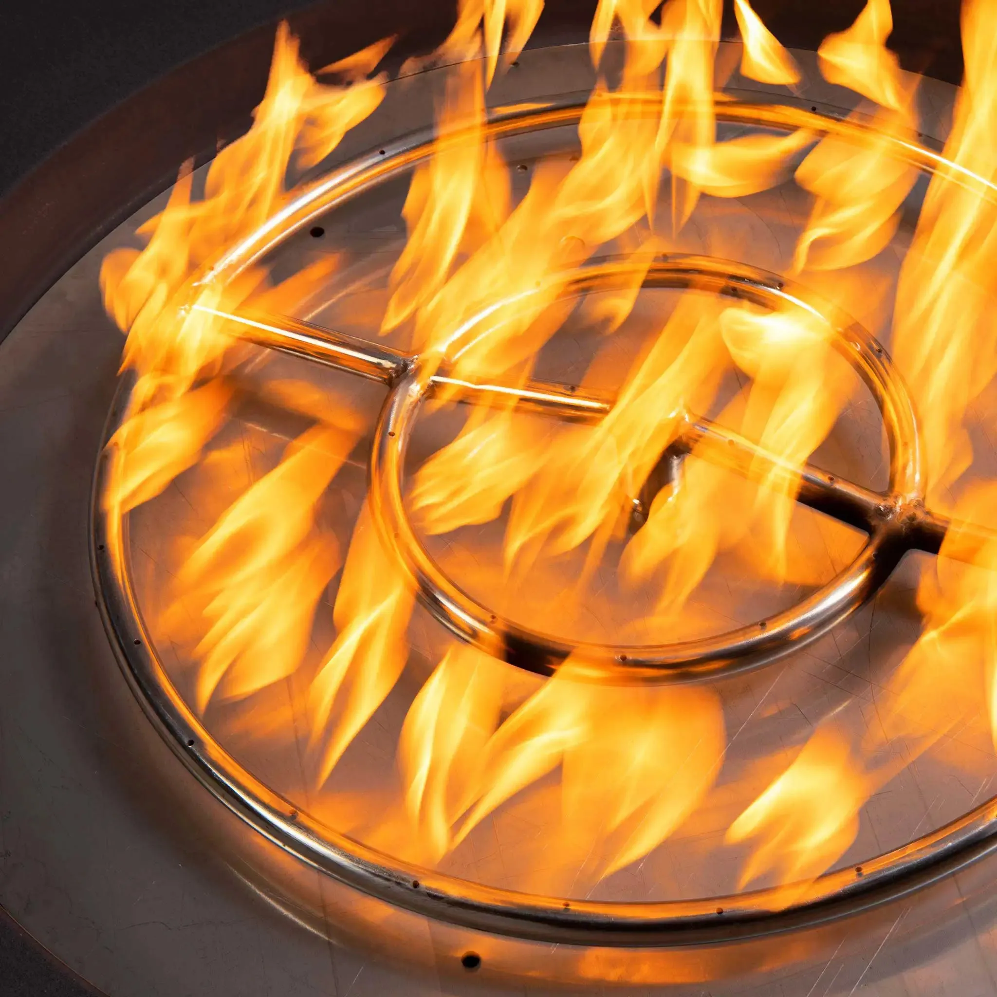 Gravity 45" W Brown Round Concrete CSA Electronic Ignition On/Off Natural Gas Fire Pit - SD-FP-GRAV-4516-BRN-ELECCSAOO-NG by Starfire Designs