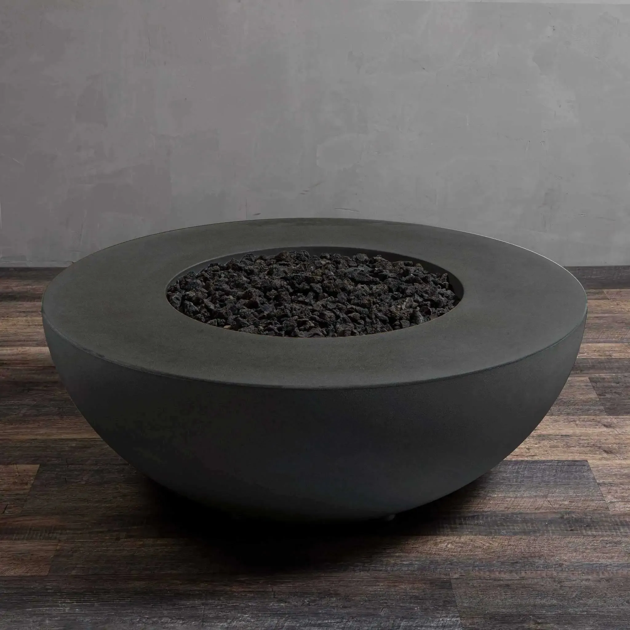 Gravity 45" W Graphite Round Concrete CSA Electronic Ignition High/Low Natural Gas Fire Pit - SD-FP-GRAV-4516-GRPH-ELECCSAHL-NG by Starfire Designs