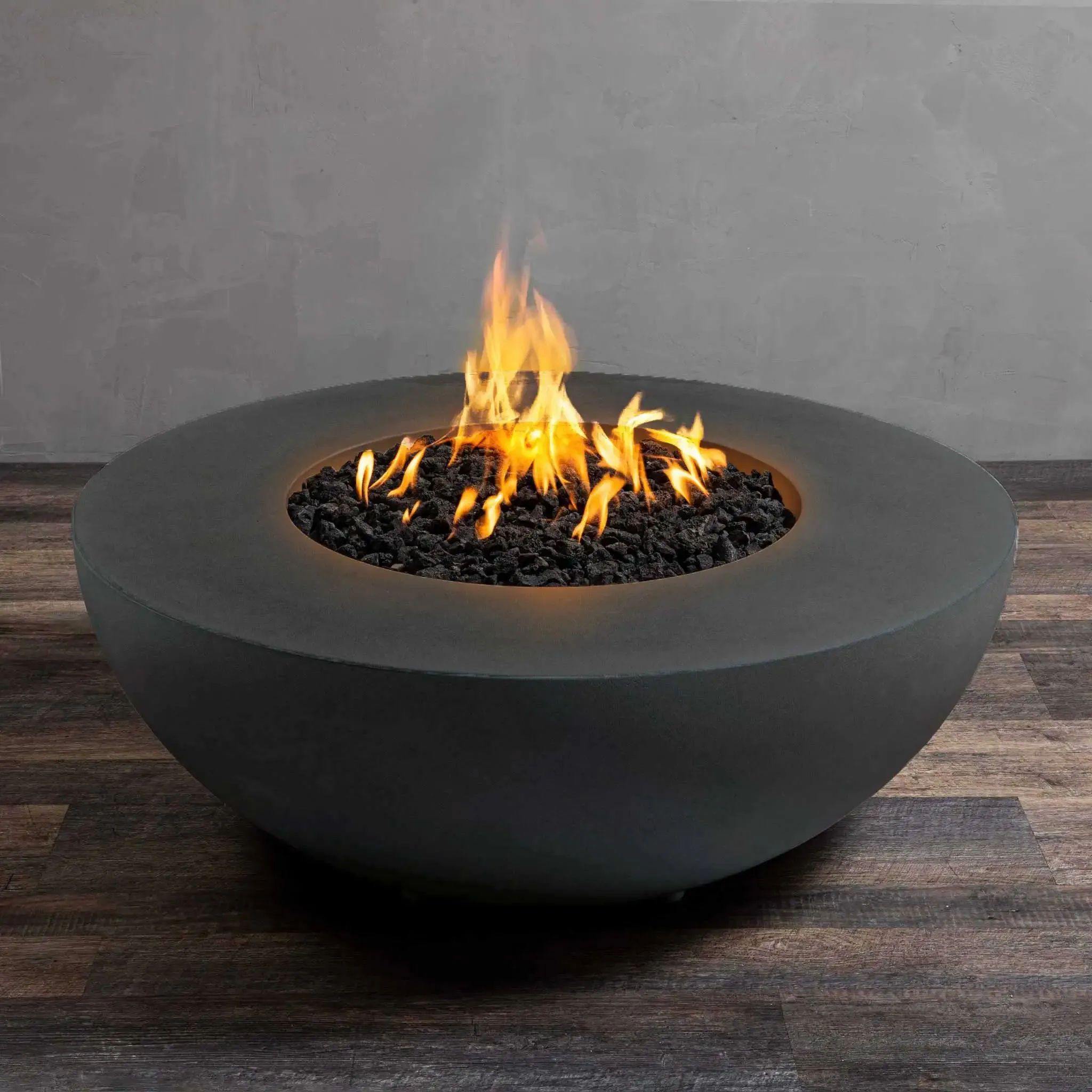 Gravity 45" W Graphite Round Concrete CSA Electronic Ignition High/Low Natural Gas Fire Pit - SD-FP-GRAV-4516-GRPH-ELECCSAHL-NG by Starfire Designs