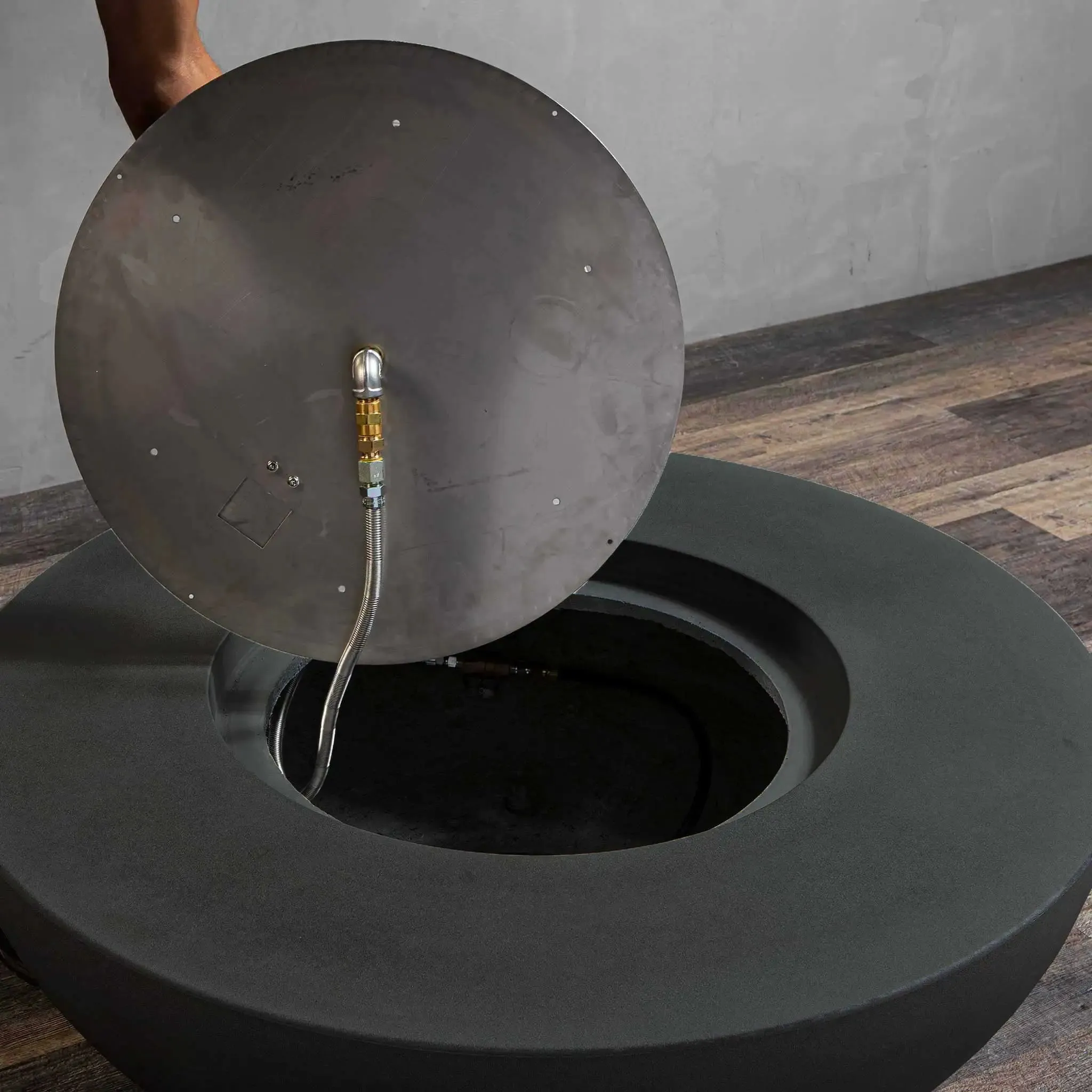 Gravity 45" W Graphite Round Concrete CSA Electronic Ignition High/Low Propane Gas Fire Pit - SD-FP-GRAV-4516-GRPH-ELECCSAHL-LP by Starfire Designs