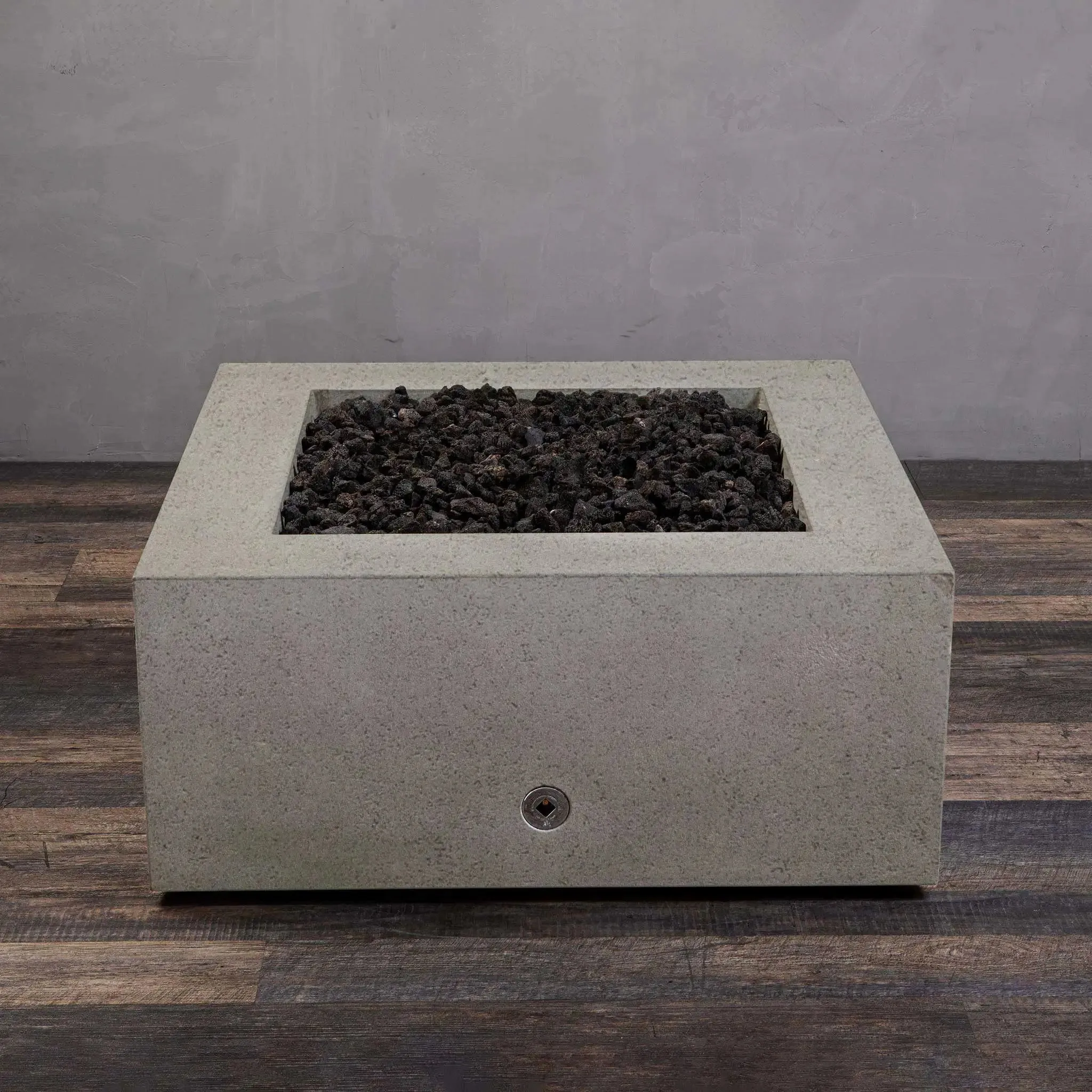 Gravity - Rustic 36" W Beige Square Concrete Match Lit Natural Gas Fire Pit - SD-FP-TRAV-363616-BEIG-ML by Starfire Designs
