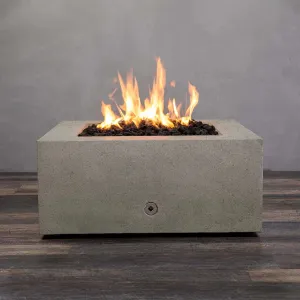 Gravity - Rustic 36" W Beige Square Concrete PowerGlow Electronic Ignition Natural Gas Fire Pit - SD-FP-TRAV-363616-BEIG-POWERGLOW-NG by Starfire Designs