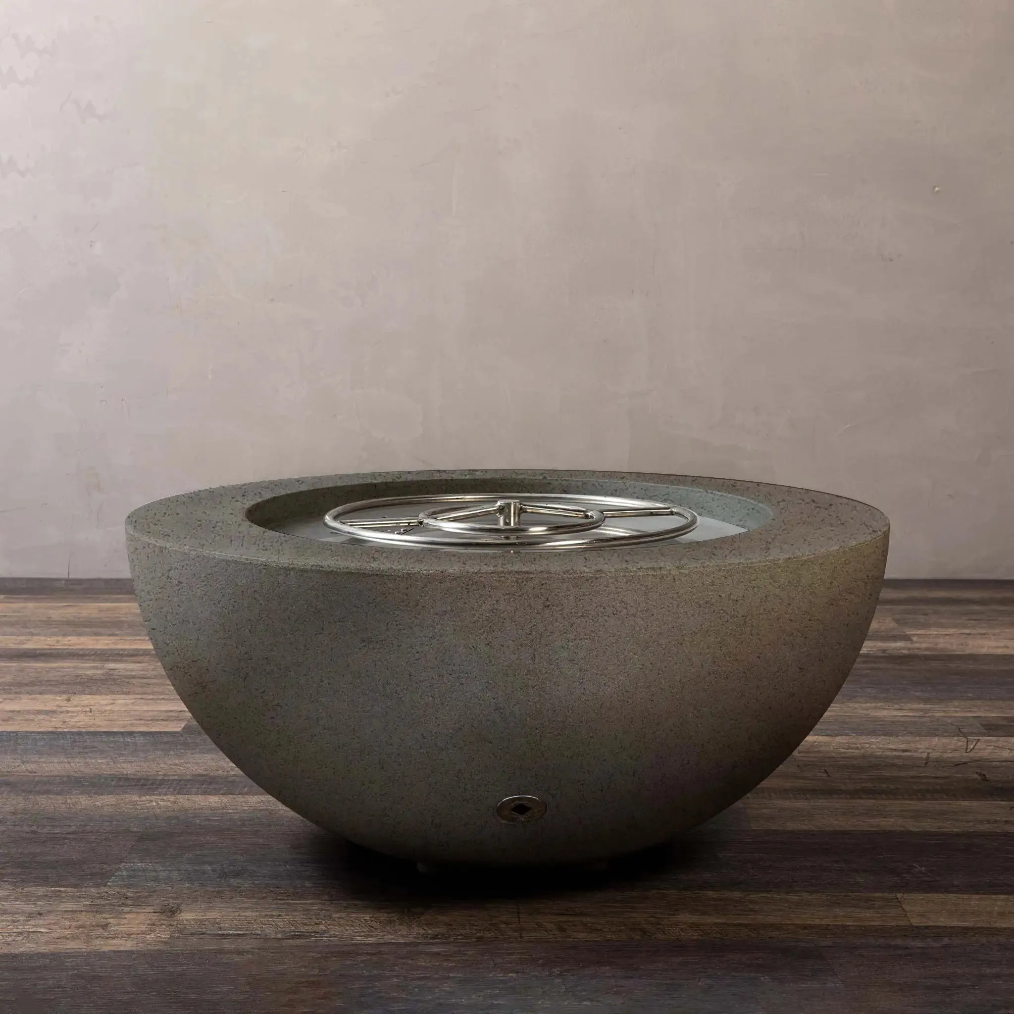 Gravity - Rustic 36" W Brown Round Concrete CSA Electronic Ignition On/Off Natural Gas Fire Pit - SD-FP-TRAV-3616-BRN-ELECCSAOO-NG by Starfire Designs